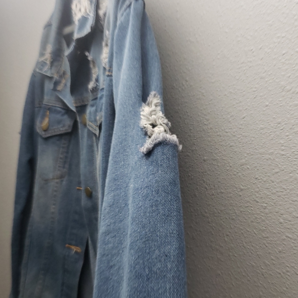 Say What? Ripped Jean Jacket - Picture 3 of 3